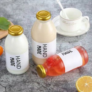 250ml Small Transparent Milk Glass Bottle Sealed Beverage Bottle with Lids Empty Bottle