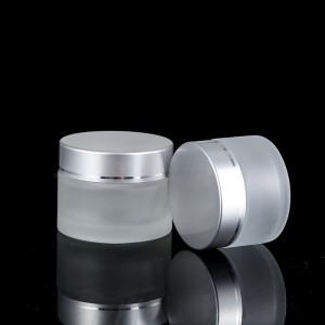 Frosting Cosmetics Jar With Silver Lid And Face Cream bottle