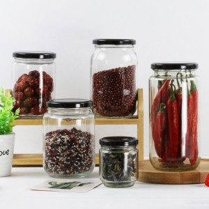 Round Food Glass Storage Jar With Metal Cap