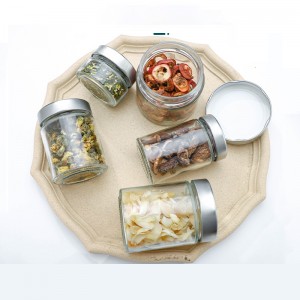 Round Food Grade Storage Jam Sauce Canned Pickle Glass Honey Jar With Metal Lids