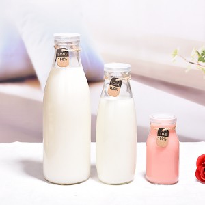 200ml 500ml Clear Glass Milk Bottle Lids Glass Jar Milk Juice Beverage Bottle
