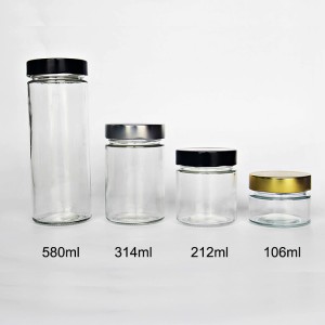 Storage jar 100ml 150ml 180ml 250ml Food glass jar container for packaging honey jelly with deep metal lid