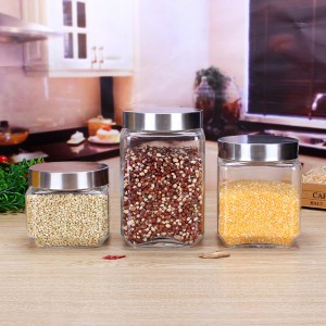 Square Eco-friendly Glass Kitchen Storage Jar