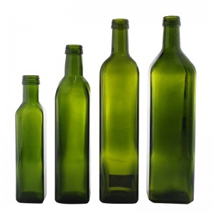 100ml 250ml 500ml 750ml 1L Empty Square Dark Green Cooking Olive Oil Glass Bottles