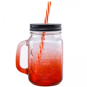 Custom Branded Logo 16oz round glass coffee mason jar glasses cup