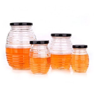 6oz 12oz 24oz Round Honey Glass Bottle Food Storage Jar With Metal Lid