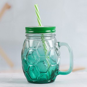 16oz Round Glass Coffee Mason Jar Glasses Cup