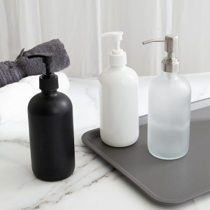 8oz 17oz White Black Boston Round Dishwash Liquid Soap Dispensers Bottles With Pump