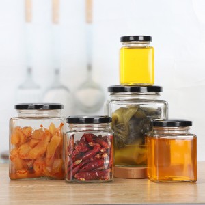Hot Sales Square Glass Food Storage Jar Jam Honey Pickle Bottle