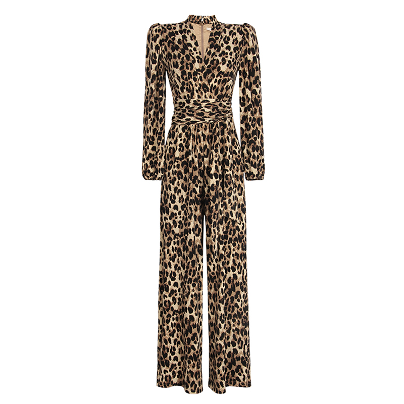 SS2311 Rayon Viscose Leopard printed Veck playsuit Jumper