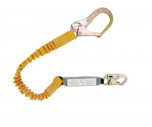 HC012 ANSI Flex fall arrest lanyard with external tubular webbing and with energy absorber and double hooks