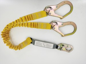 HC012 Flex fall arrest lanyard with external tubular webbing and with energy absorber and double hooks