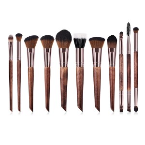 11pcs professional makeup brush set with slanted handle