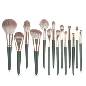 Dropshipping low moq professional 14Pcs wholesale vegan cruelty free private label makeup brush set With roll