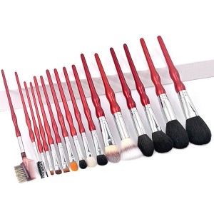 New design 16pcs red handle makeup brush set