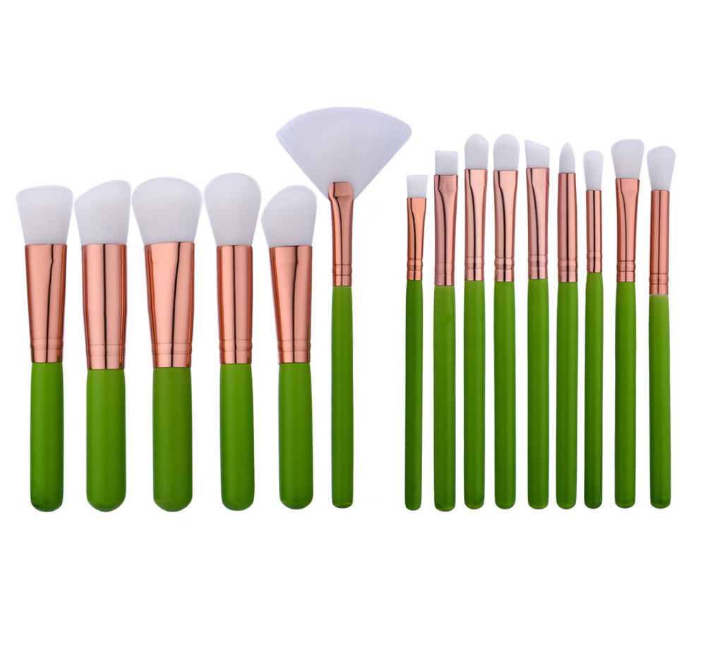 16pcs green makeup brush set