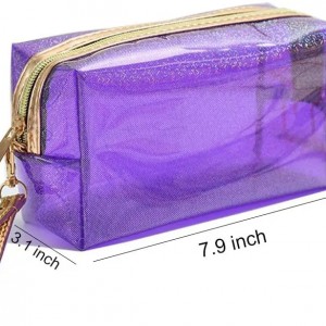 Customized PVC Makeup Brush Bag Waterproof Cosmetic Bags Transparent Zippered Toiletry Bag with Handle Strap