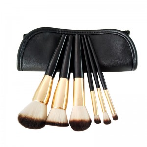 Custom logo Premium quality black make up brush set with gold ferrule