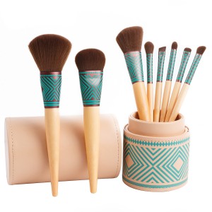 8Pcs Bohemian Style Cosmetics Brushes Eco-friendly Bamboo Makeup Brush Sets Beauty Accessories