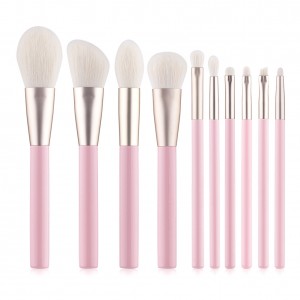 Customize Premium Bionic Wool Makeup Brush Set 10PCS Pink Foundation Eye Shadow Lash Cosmetic Brushes