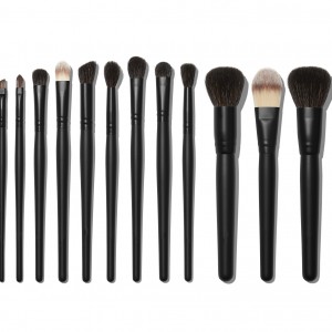 Private label China 12pcs Black makeup brush set with natural hair and synthetic hair