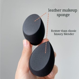 New Quality Latex Free Black Leather Beauty Sponge Egg Multifunctional Dual Two Use Makeup Blender Cosmetic Puff