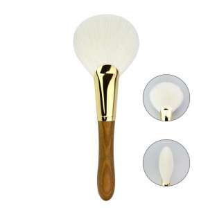 Fan Brush Face Makeup Brush Copper Ferrule Highlighting Blush Bronzer Cheekbones Brush Soft Cosmetic Tool