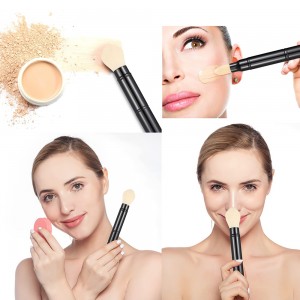 YRSOOPRISA Customize Premium Dual-ended Retractable Foundation Powder Sunscreen Brush Vegan Travel Makeup Tool