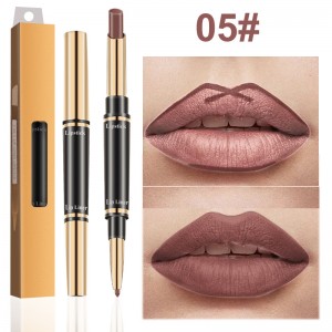 Lipstick and Lip Liner Makeup Set 2-in-1 Double Head Lipstick Set Waterproof Long Lasting Matte Lipstick