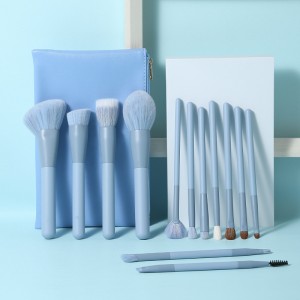 Custom Luxury 13PCS Blue Makeup Brush Set Premium Synthetic Foundation Powder Concealers Eye Shadows Beauty Tools