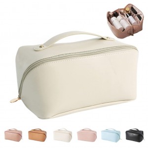 Simple Fashion Large Capacity Travel Cosmetic Bag Portale PU Leather Makeup Storage Travel Toiletry Bag