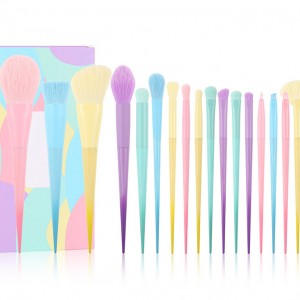 Factory Custom 17 Pcs Colourful Makeup Brush Set Premium Synthetic Kabuki Foundation Blending Brushes Tools