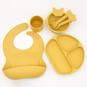 Baby Feeding Set,Silicone Bib Plates Bowls Spoons | YSC