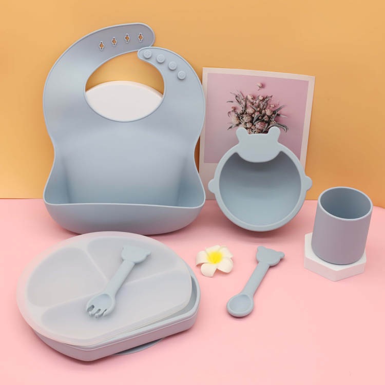 Chinese wholesale Portable Baby Feeding Set - Baby Feeding Set,Silicone Bib Plates Bowls Spoons | YSC – Yuesichuang