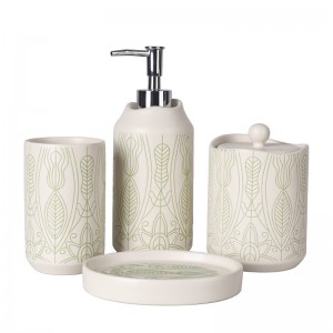 Ceramic Factory Wholesale High Quality Modern Silk Print 4 Piece Hot Sale Bathroom Set