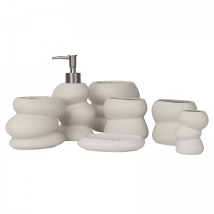 Ceramic Factory Natural 6 Pieces Bathroom Soap and Toothbrush Holder Set
