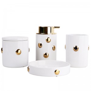 Ceramic Factory High Quality Modern Button Design White 4 Piece Bath Sets For Hotels Bathroom Accessories