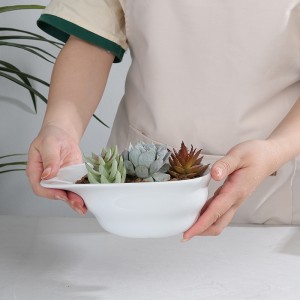 Manufacturer Modern Decorative High-quality Ceramic Hat-Shaped Flowing Line Relief Flower Pot