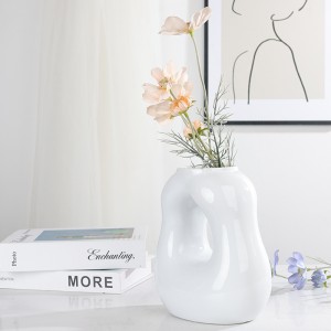 Manufacturer High-quality Modern Decorative Ceramic Round Tube Fluid Creative Vase