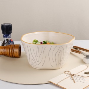 Ceramic Factory Glazed Annual Ring Shape Stoneware Handmade Tableware Dinner Plates Set