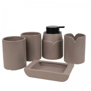 High Quality 5 Pieces Modern Glazed Ceramic Elegant V-shaped ODM Bathroom Holder Set Factories