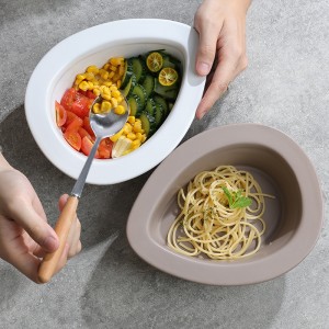 Manufacturer Hand-made Glazed Personalized Ceramic Waterdrop-Shaped Salad Bowl