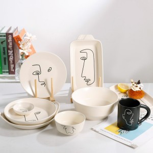 Ceramic Factory Modern Home products Series Silk Print Stoneware Tableware