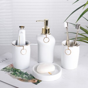 Ceramic Factory Wholesale High Quality Modern White 4 Piece Hot Sale Bathroom Set With Bathroom Accessory
