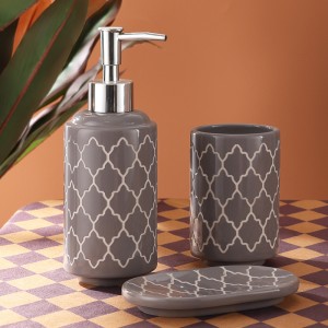 Manufacturer Modern White 3pcs Ceramic Bathroom Accessories Set