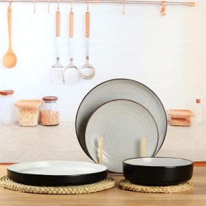 Manufacturer Modern High Quality ODM Black Stoneware Plates Ceramic Stoneware Dinner Table Set