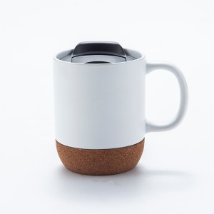 Wholesale Custom Logo Insulated Cork Splash Proof Lid Ceramic Coffee Mug Sets