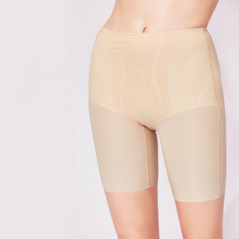 Cotton high-waisted shaping control mid-thigh shorts - tummy