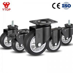 YTOP Caster Fabrikant 4 inch zwarte draaibare PU-wagenwielen