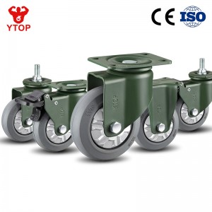 YTOP 5 inch gray rubber swivel brakes chair casters